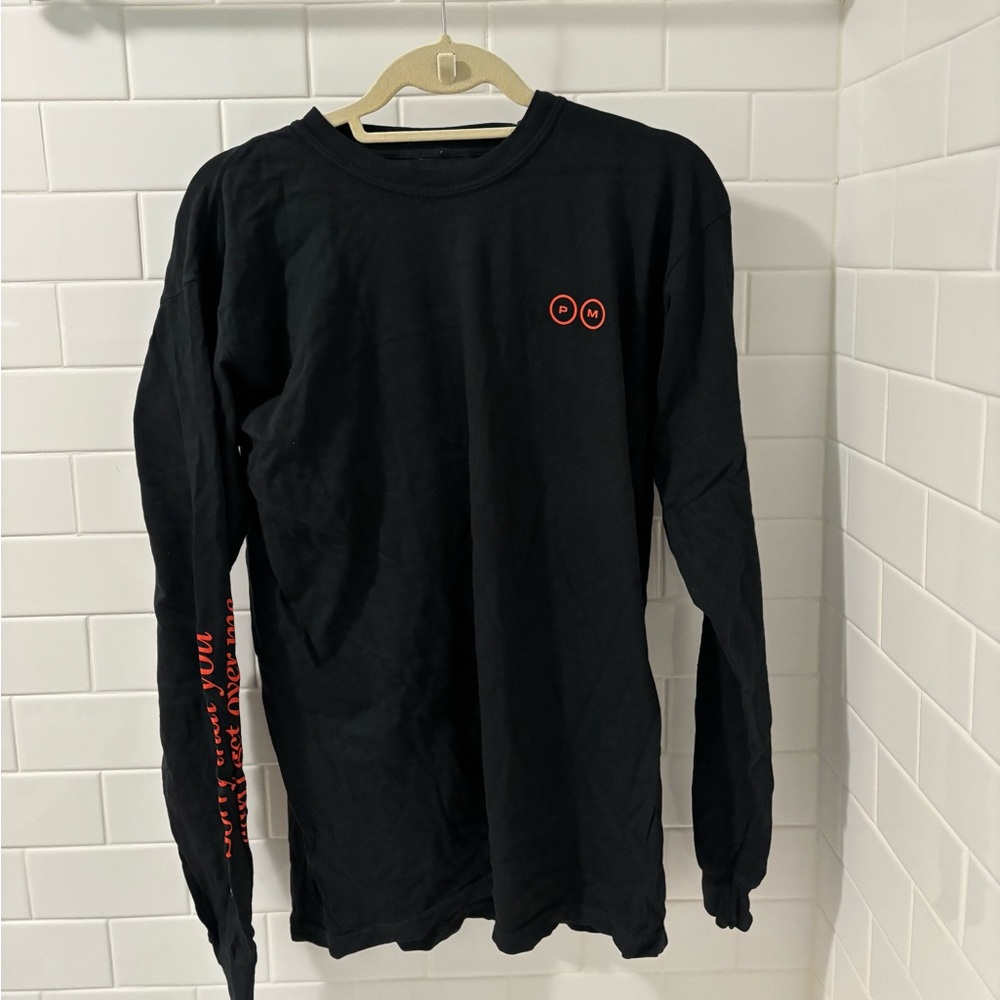 Black Long Sleeve Shirt with Red Accents
